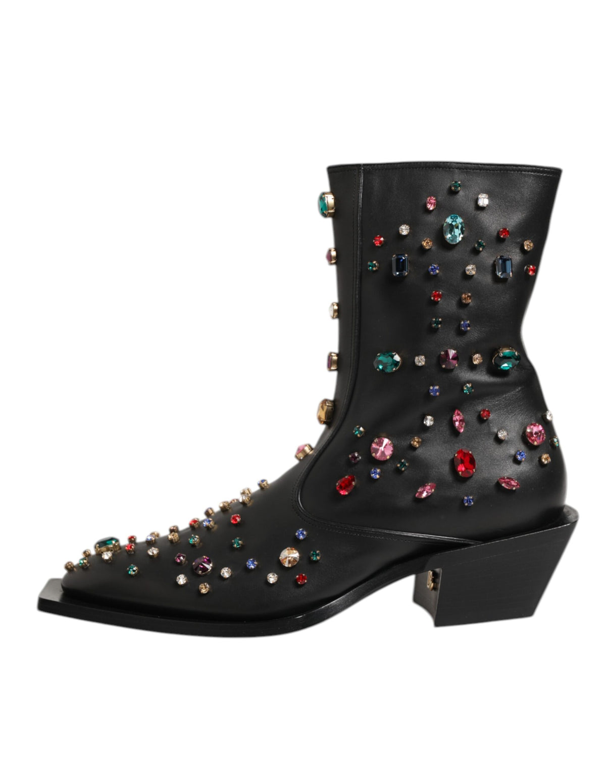 Dolce & Gabbana Black Crystal Embellished Men's Short Boots Shoes