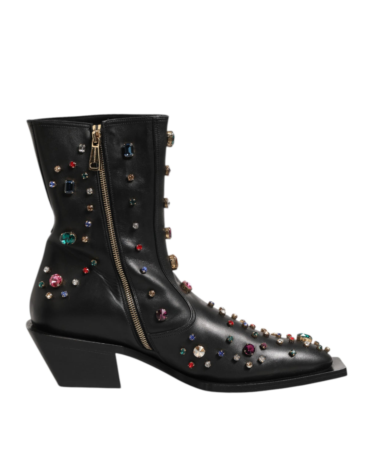 Dolce & Gabbana Black Crystal Embellished Men's Short Boots Shoes