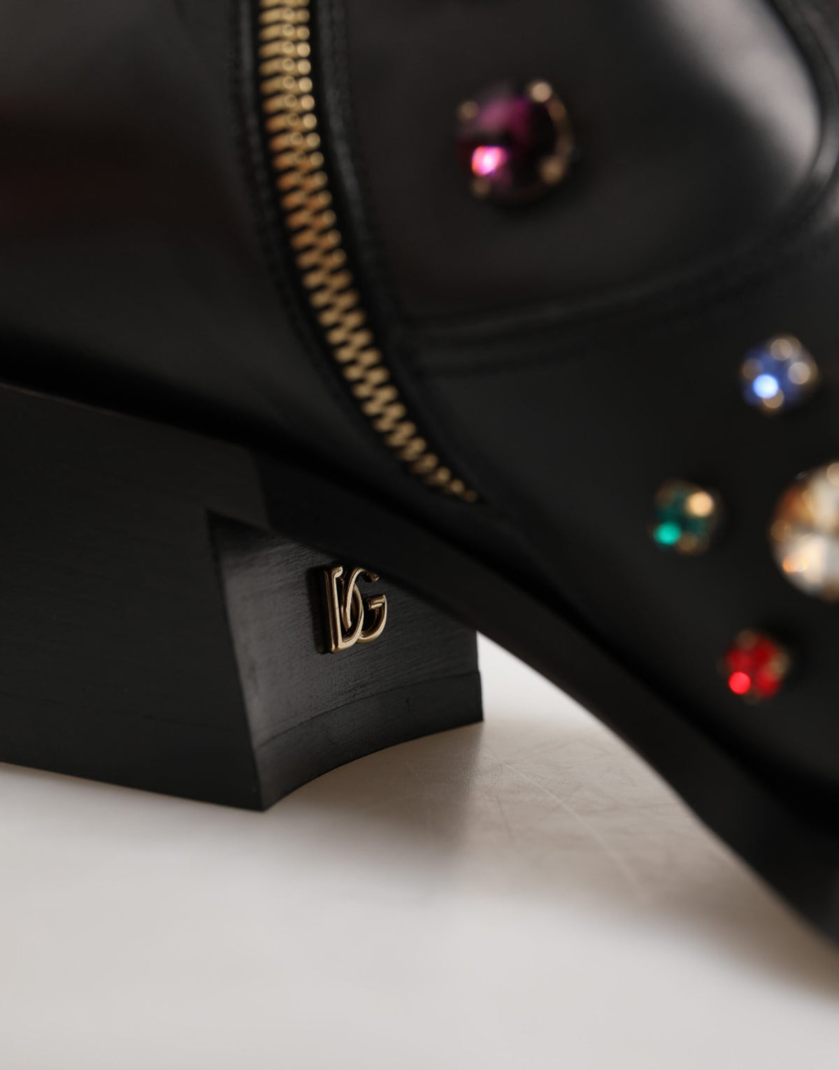 Dolce & Gabbana Black Crystal Embellished Men's Short Boots Shoes