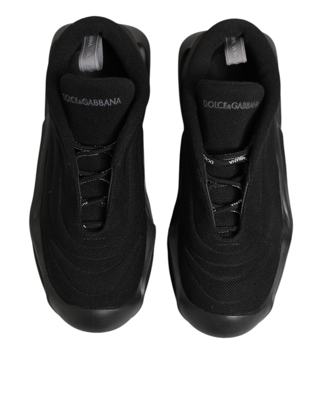 Dolce & Gabbana Schwarze Schnür-Sneaker mit Wellenmuster für Herren