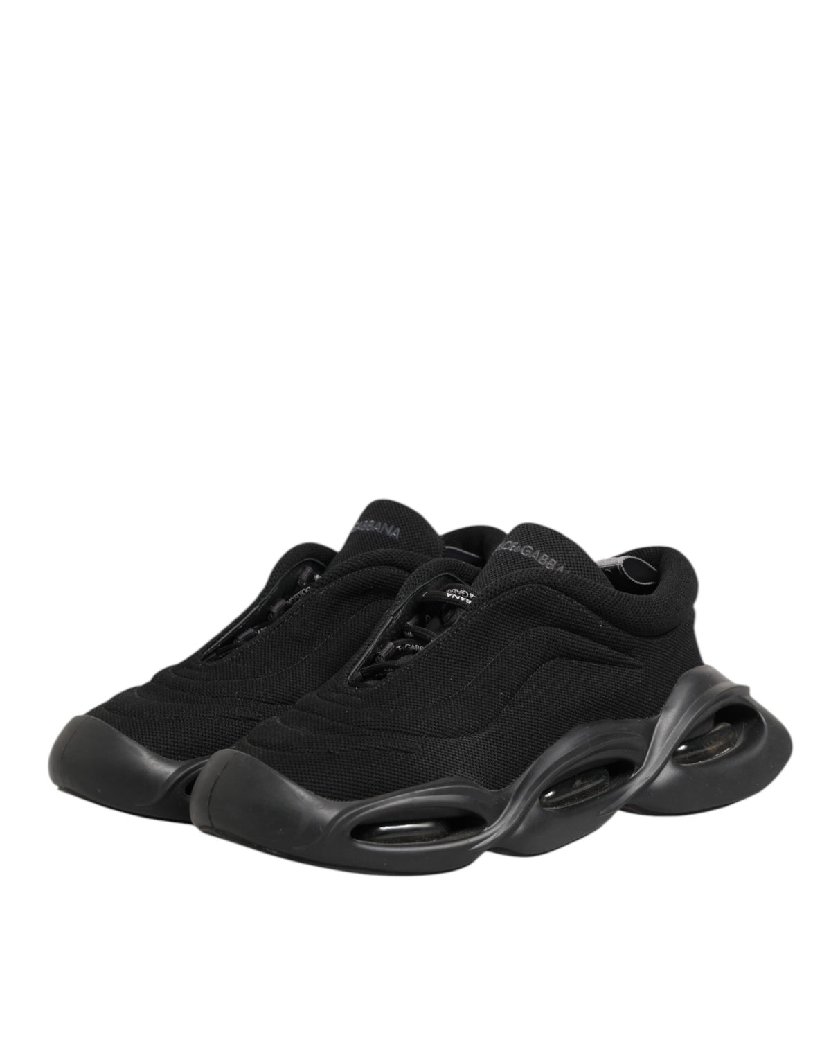 Dolce & Gabbana Black Lace Up Wave Low Top Men's Sneaker Shoes