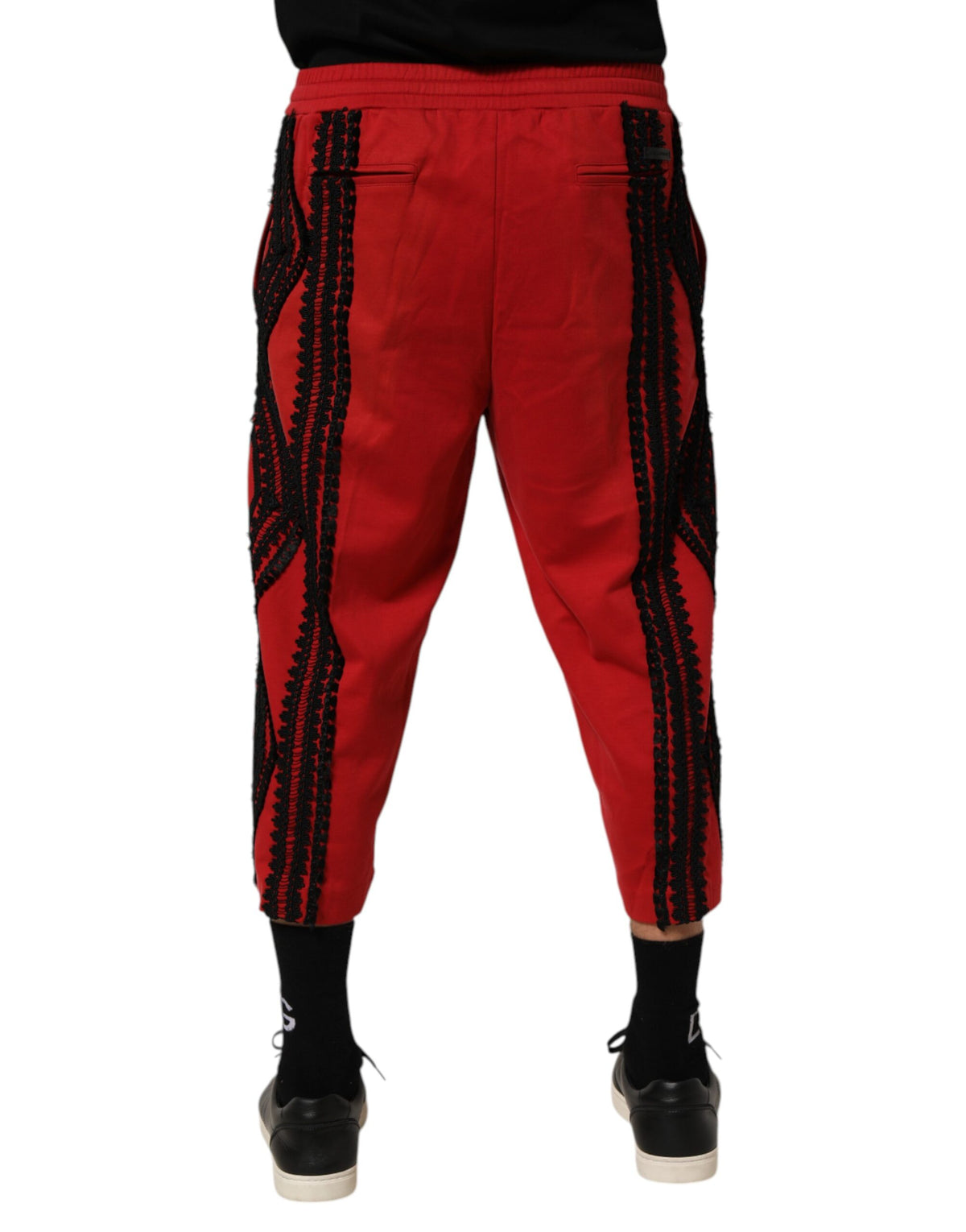 Dolce & Gabbana Red Embroidered Casual Fit Trousers