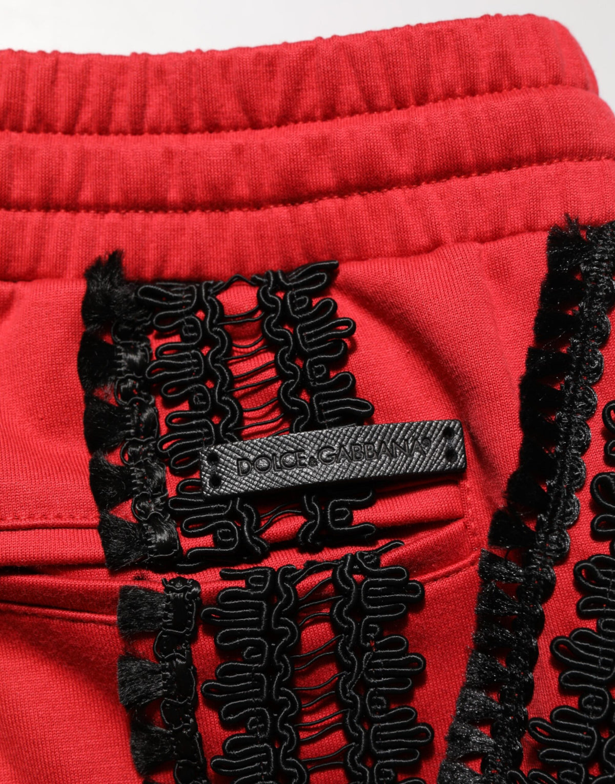Dolce & Gabbana Red Embroidered Casual Fit Trousers