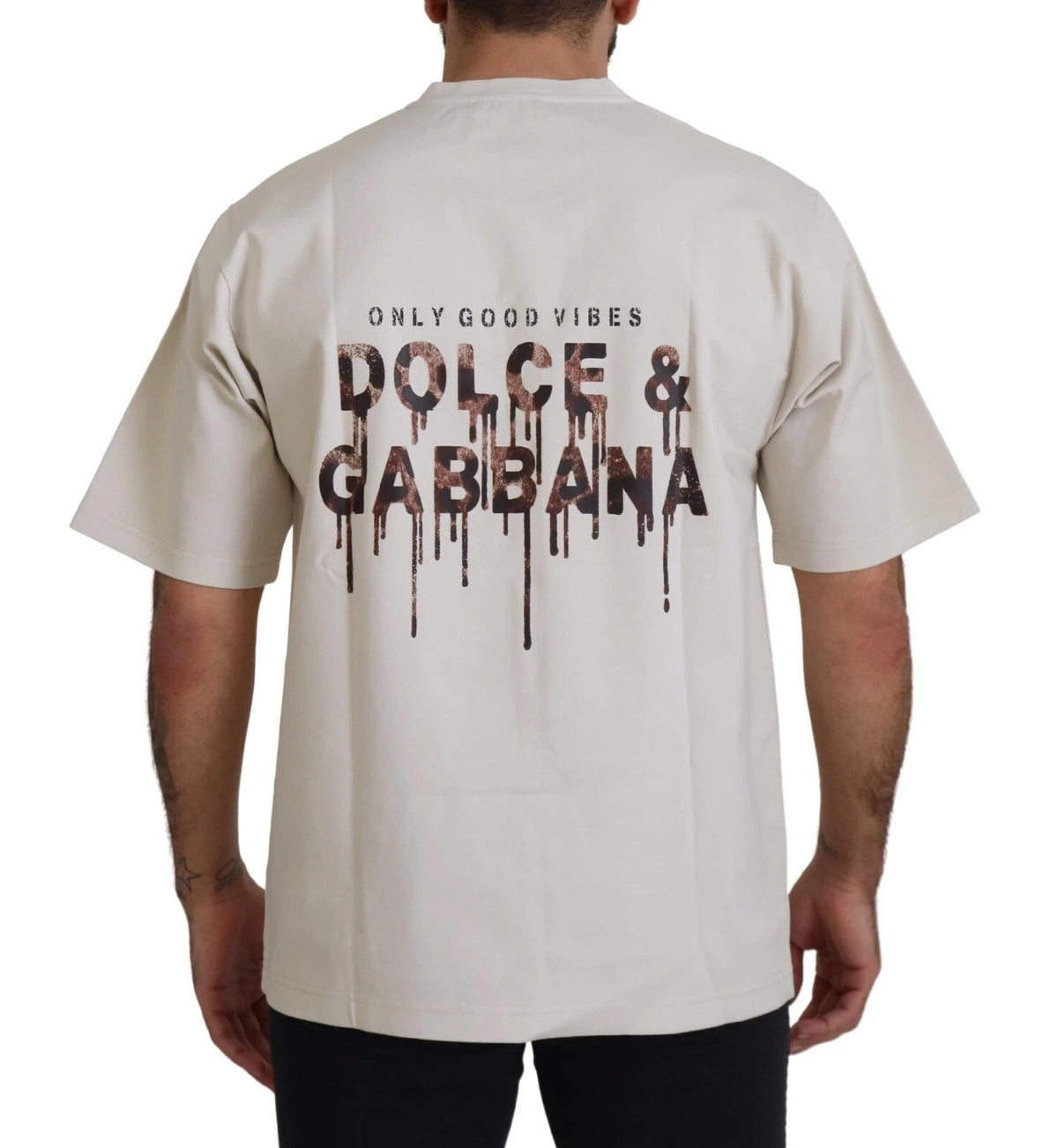 Dolce & Gabbana Ivory Cotton Ivory Printed Round Neck