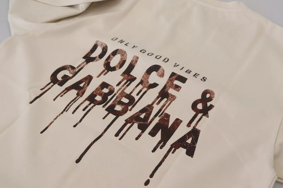 Dolce & Gabbana Ivory Cotton Ivory Printed Round Neck