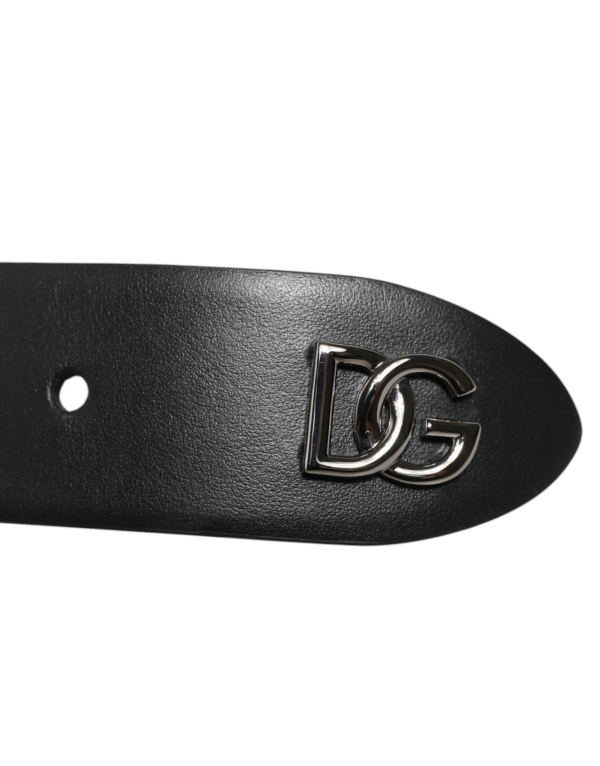 Dolce & Gabbana Black Calfskin Studded Belt with Silver Buckle