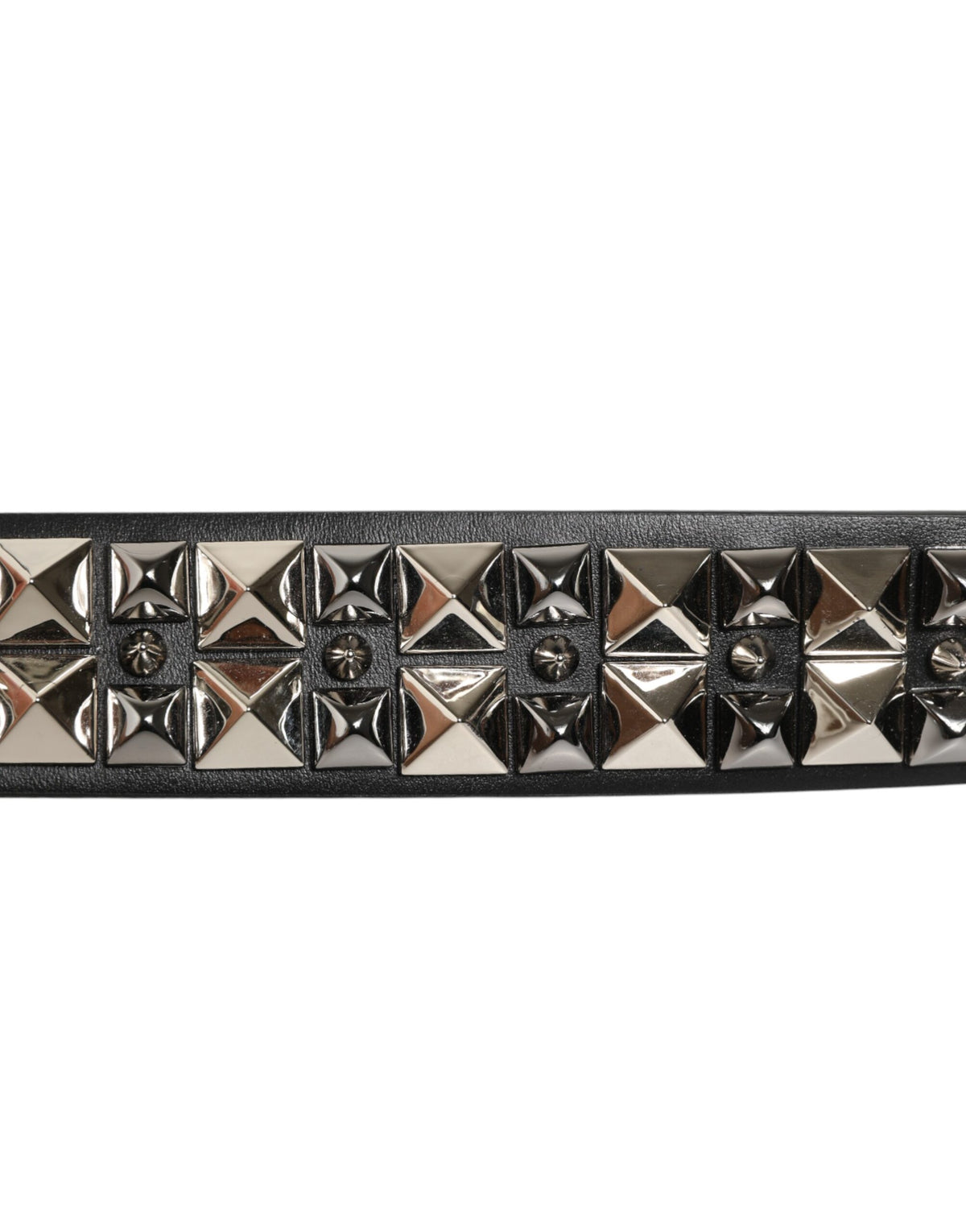 Dolce & Gabbana Black Calfskin Studded Belt with Silver Buckle