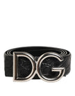 Dolce & Gabbana Schwarzer Gürtel mit DG-Logoschnalle aus exotischem Leder