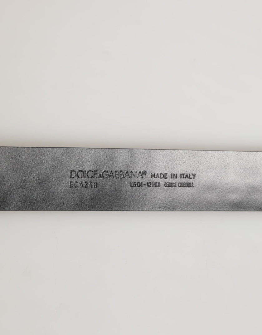 Dolce & Gabbana Schwarzer Gürtel mit DG-Logoschnalle aus exotischem Leder