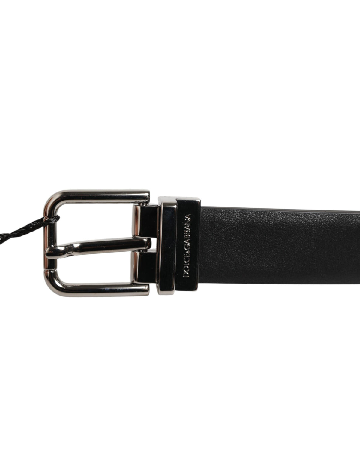 Dolce & Gabbana Schwarzer Leder Nietengürtel mit silberfarbener Schnalle