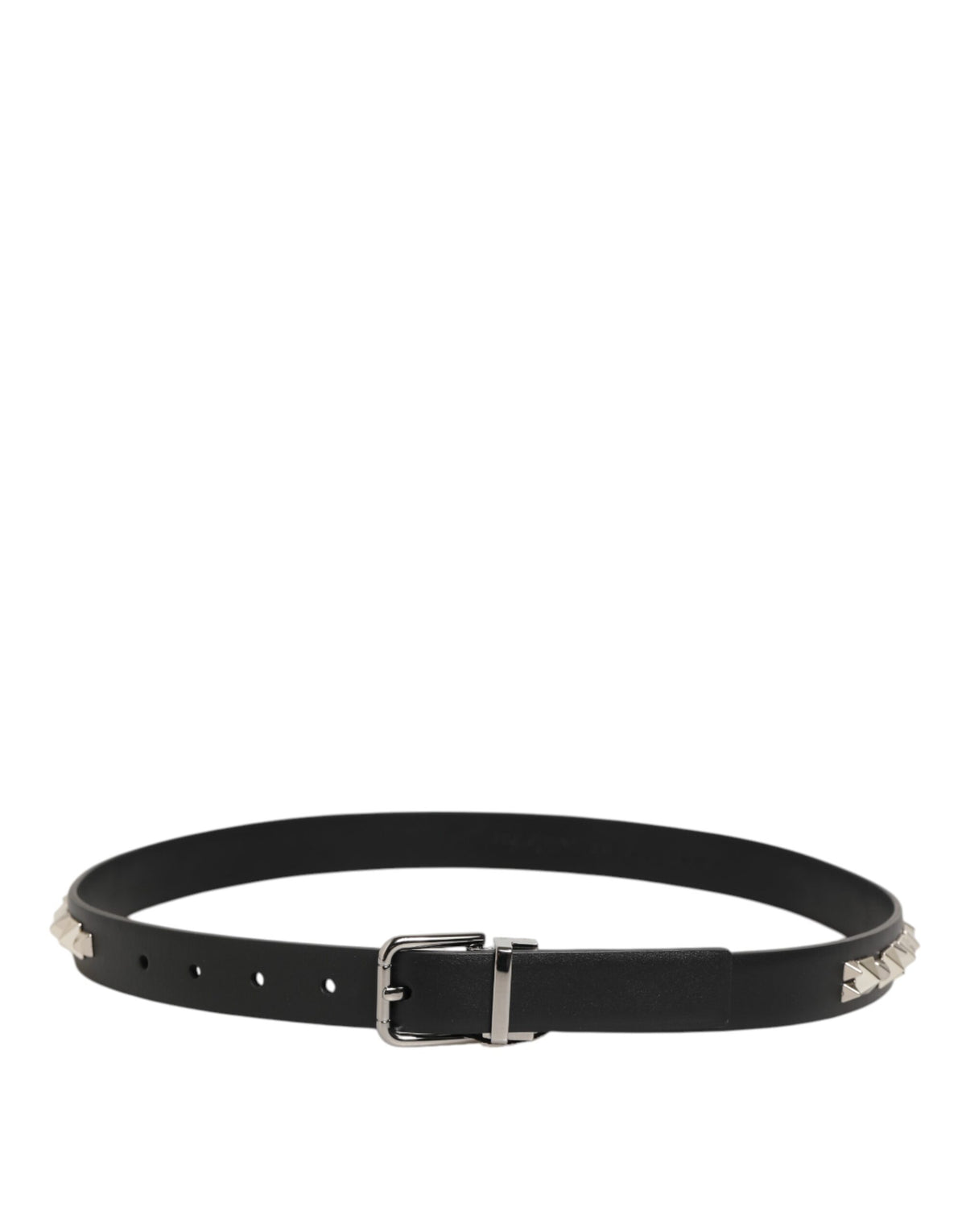Dolce & Gabbana Schwarzer Leder Nietengürtel mit silberfarbener Schnalle