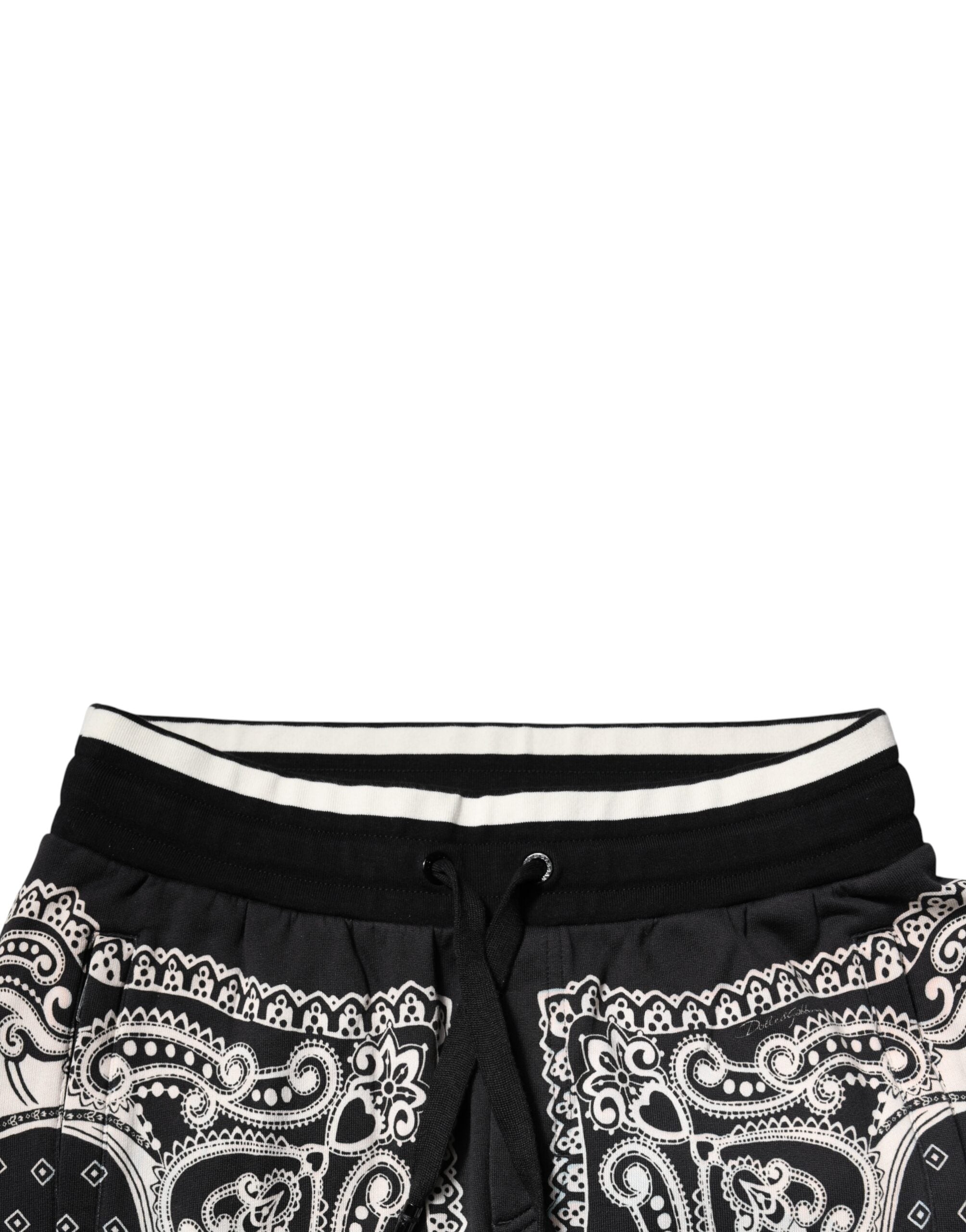 Dolce & Gabbana Schwarze Jogginghose aus Baumwolle mit Bandana-Print