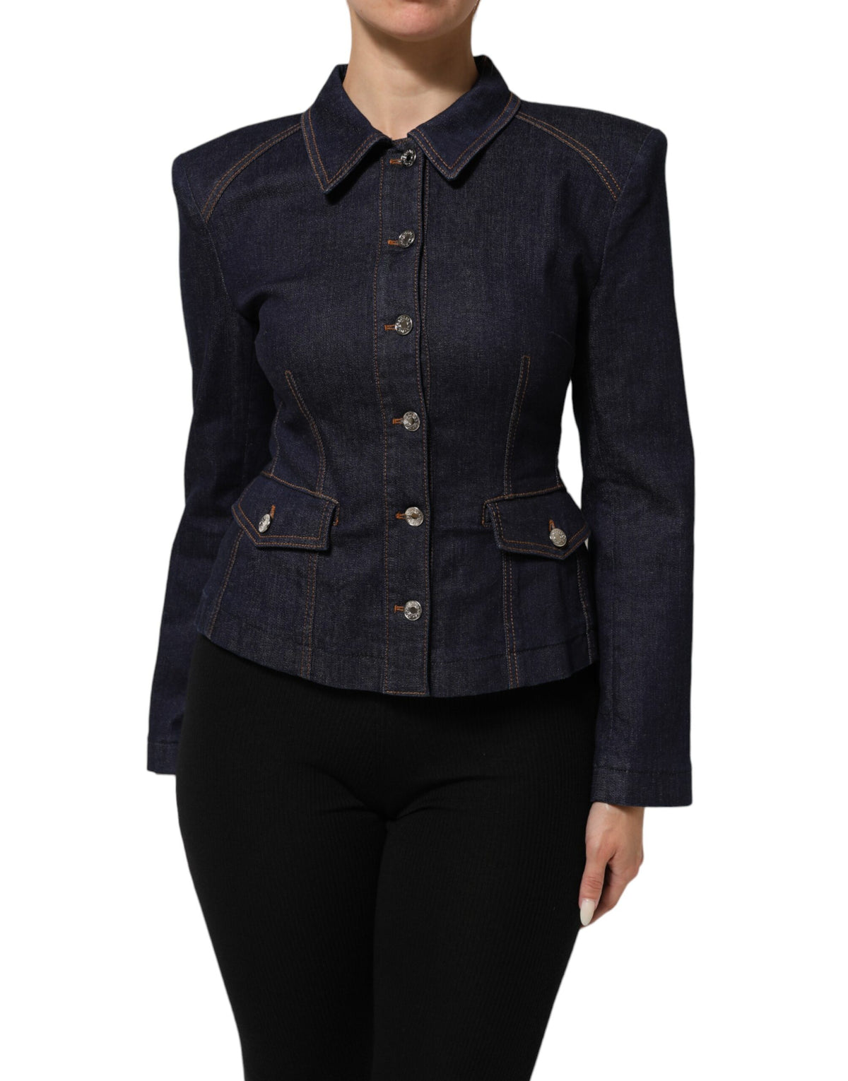 Dolce & Gabbana Dark Blue Collared Cotton Denim Jacket