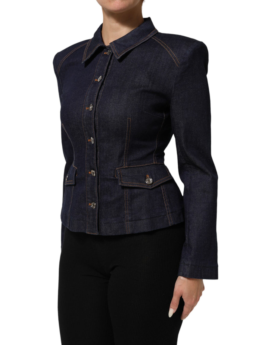 Dolce & Gabbana Dark Blue Collared Cotton Denim Jacket