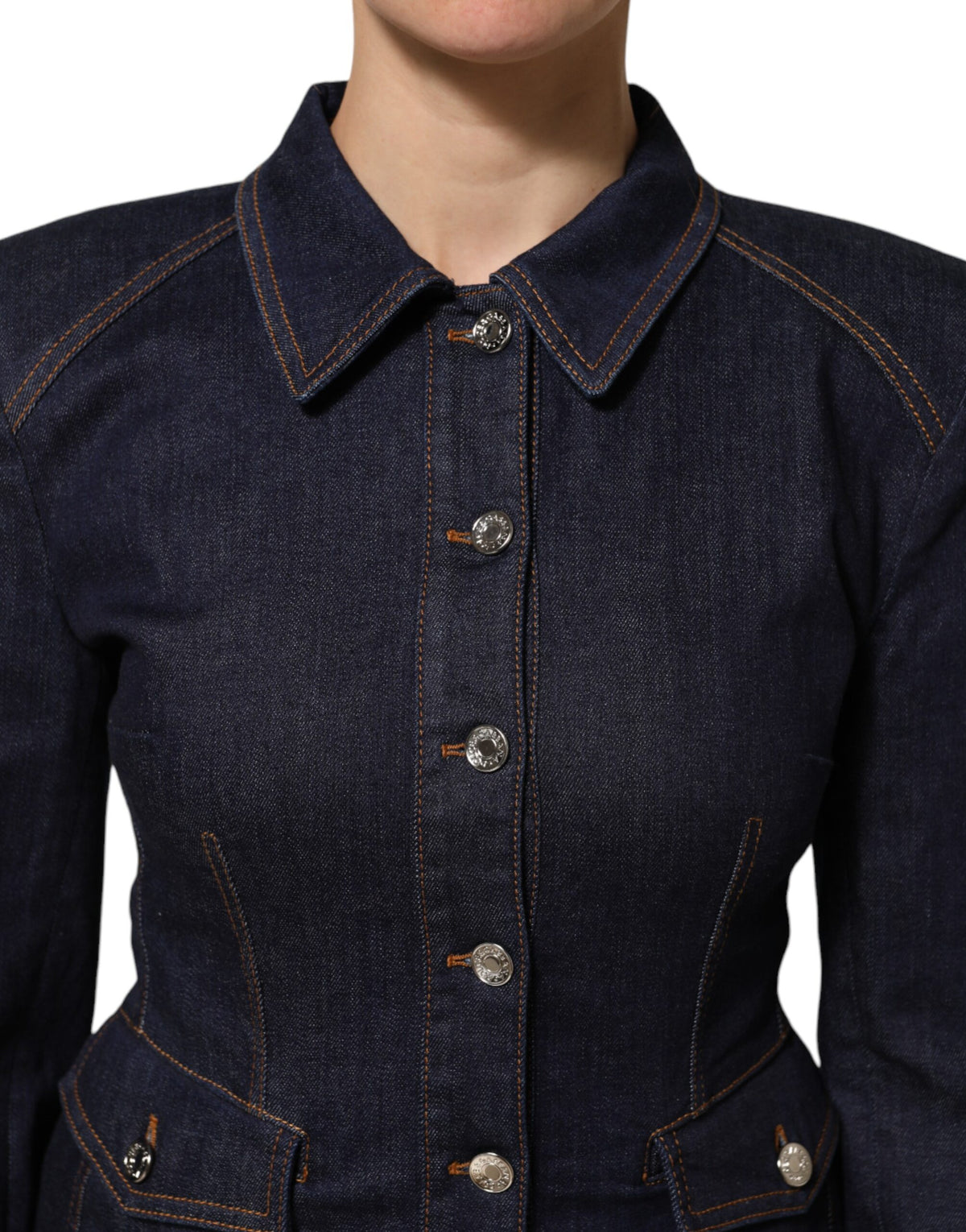 Dolce & Gabbana Dark Blue Collared Cotton Denim Jacket