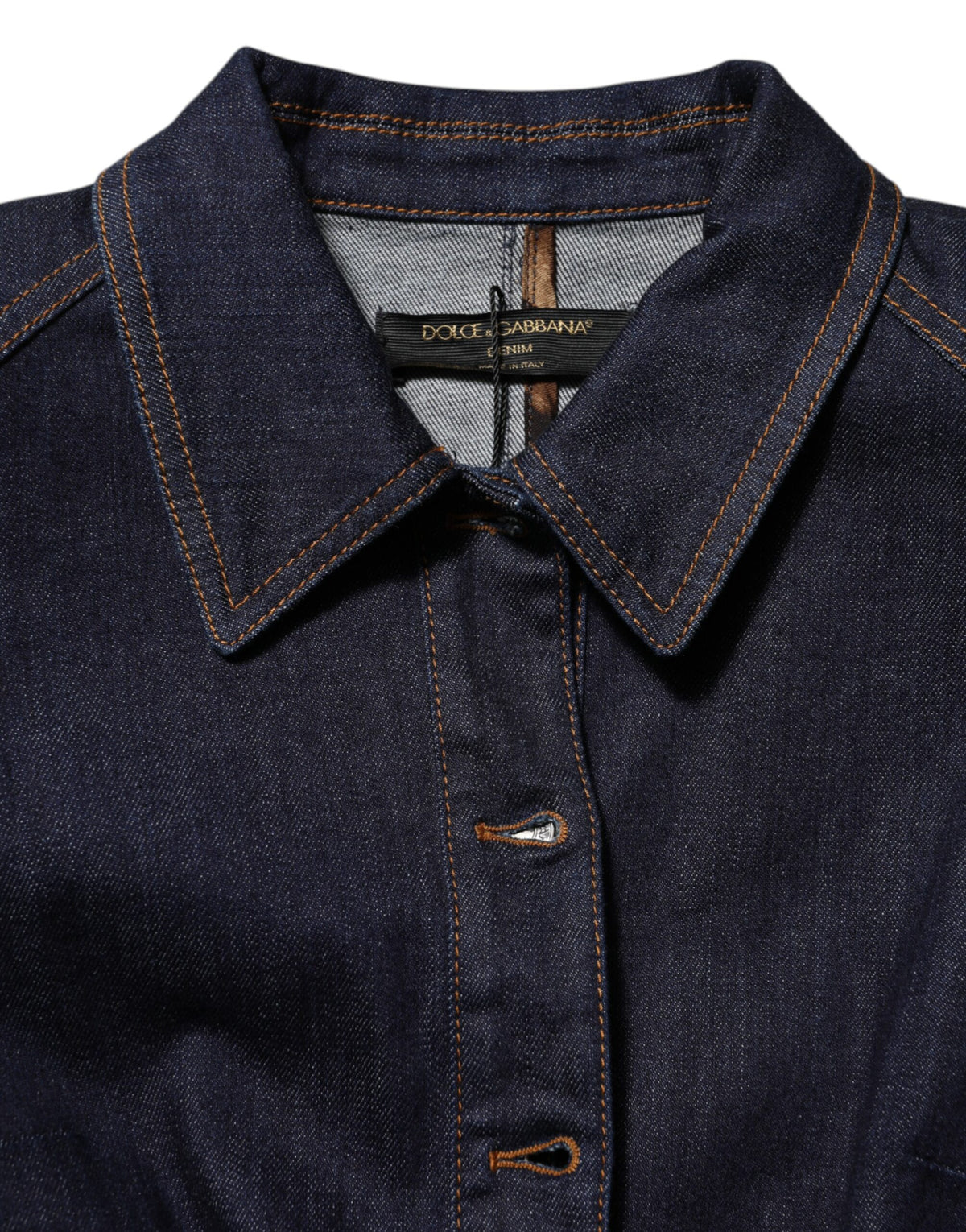 Dolce & Gabbana Dark Blue Collared Cotton Denim Jacket