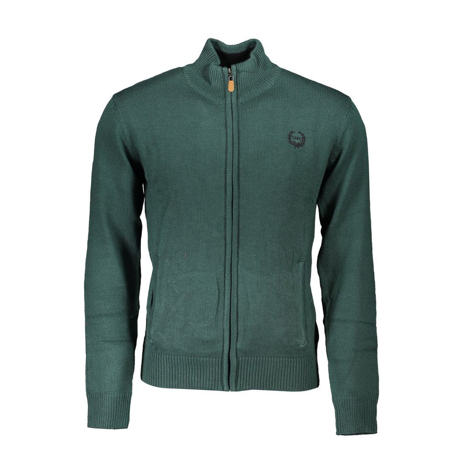 Gianmarco Venturi Green Cotton Knitted Cardigan for Men