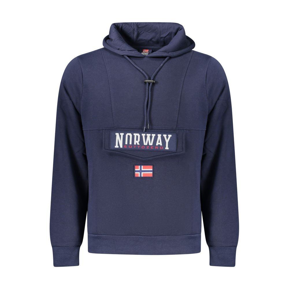 Norway 1963 Blaues Herren-Kapuzensweatshirt aus Baumwolle