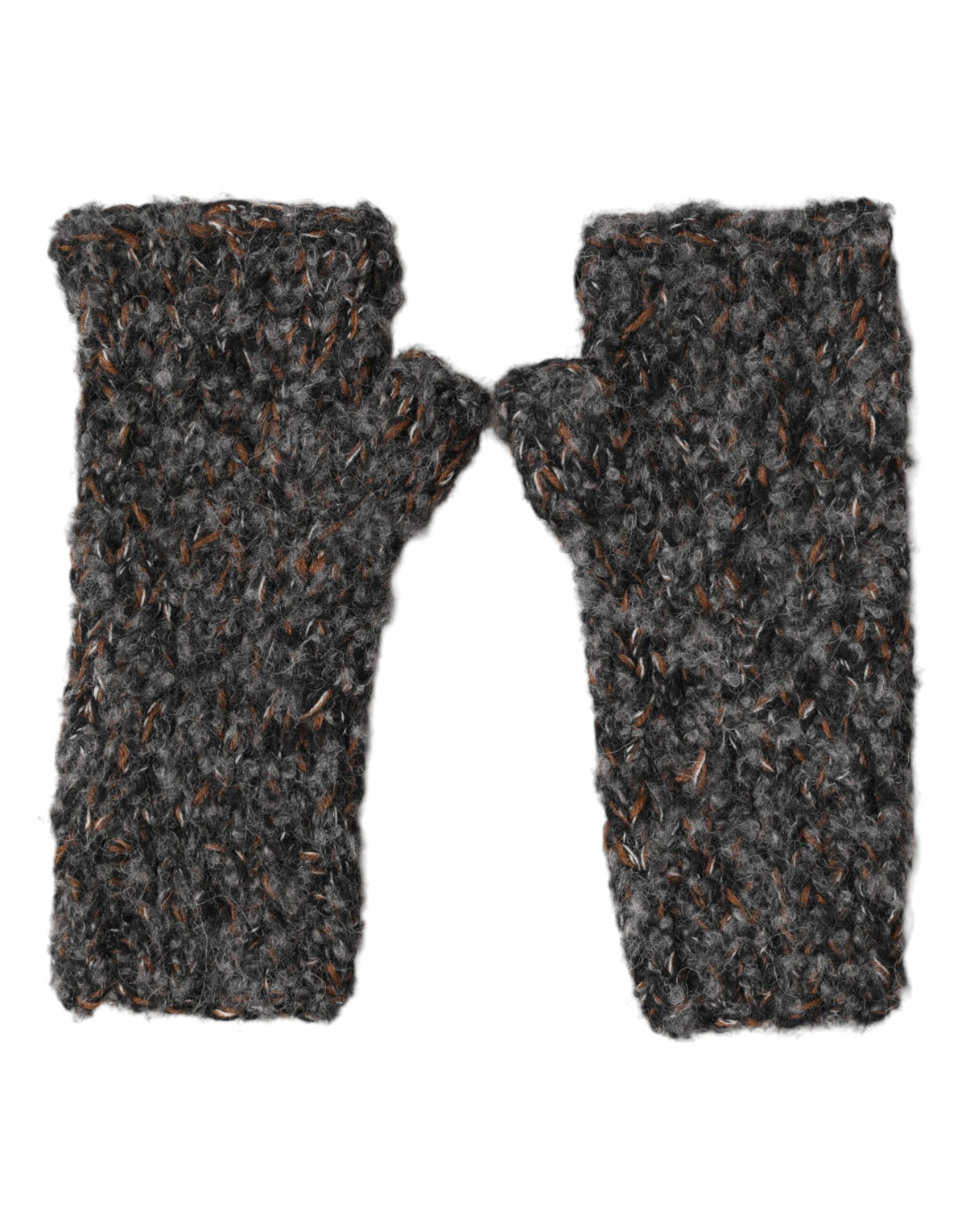 Dolce & Gabbana Graue Fingerlose Herrenhandschuhe aus reiner Schurwolle