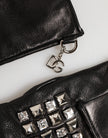 Dolce & Gabbana Schwarze fingerlose Herren-Lederhandschuhe mit Nieten