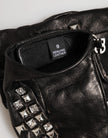 Dolce & Gabbana Schwarze fingerlose Herren-Lederhandschuhe mit Nieten