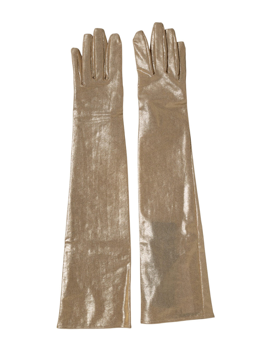 Dolce & Gabbana Beige Elbow-Length Nylon Gloves