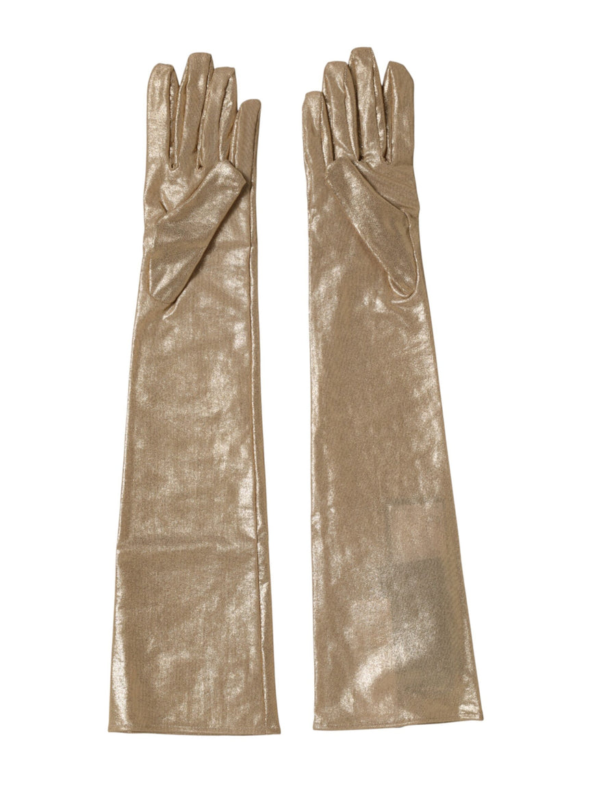 Dolce & Gabbana Beige Elbow-Length Nylon Gloves