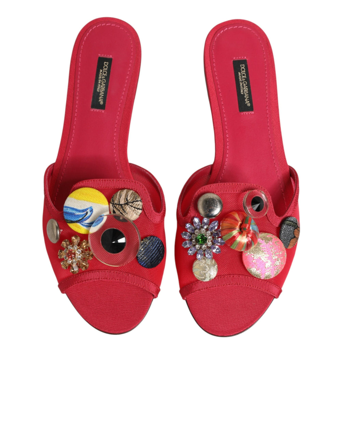 Dolce & Gabbana Red Embellished Slip-On Ballerina Flats