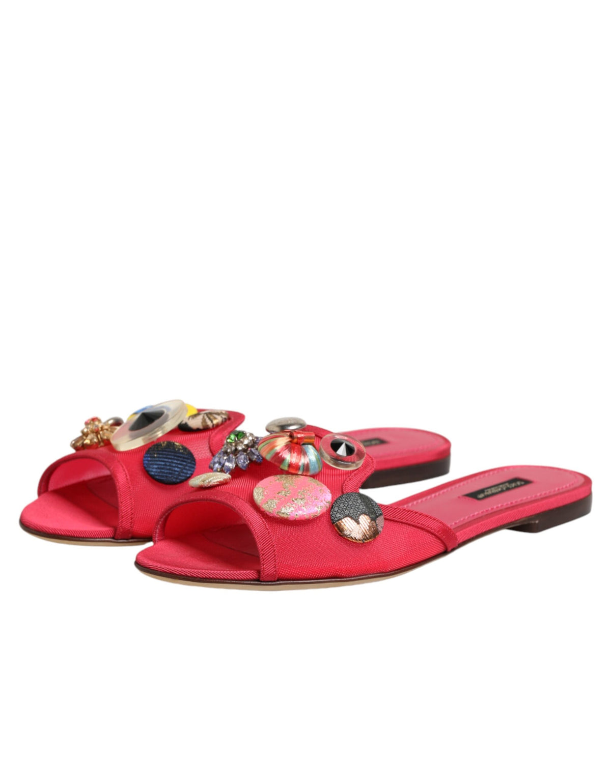 Dolce & Gabbana Red Embellished Slip-On Ballerina Flats