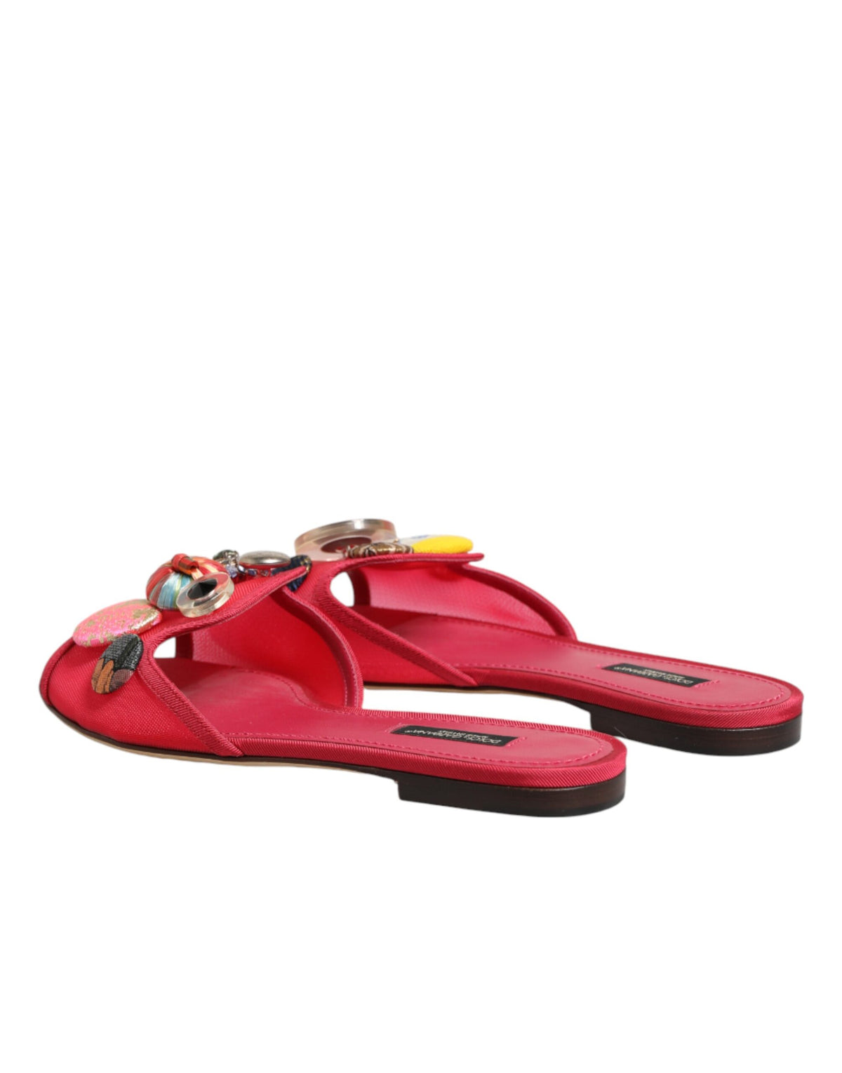 Dolce & Gabbana Red Embellished Slip-On Ballerina Flats