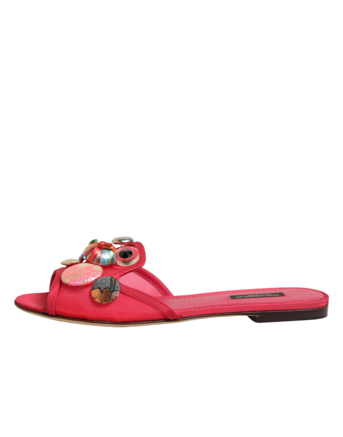 Dolce & Gabbana Red Embellished Slip-On Ballerina Flats
