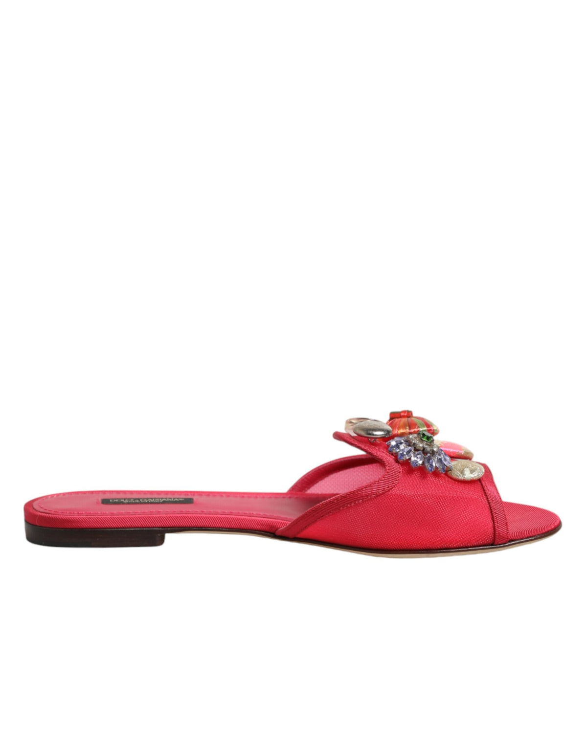 Dolce & Gabbana Red Embellished Slip-On Ballerina Flats