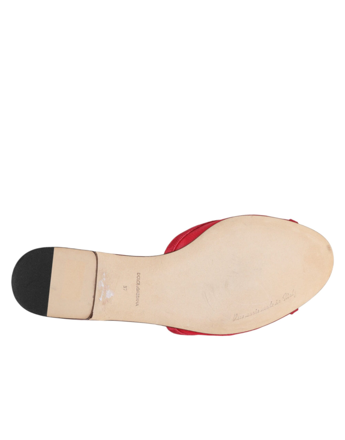 Dolce & Gabbana Red Embellished Slip-On Ballerina Flats