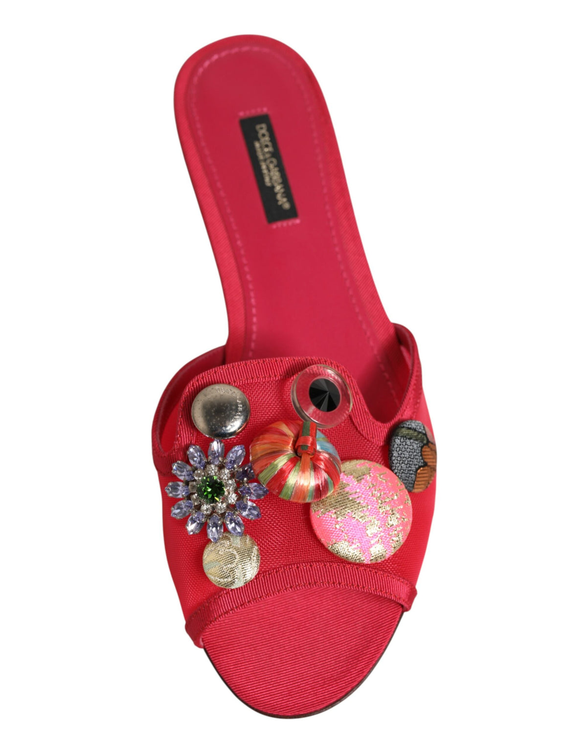 Dolce & Gabbana Red Embellished Slip-On Ballerina Flats