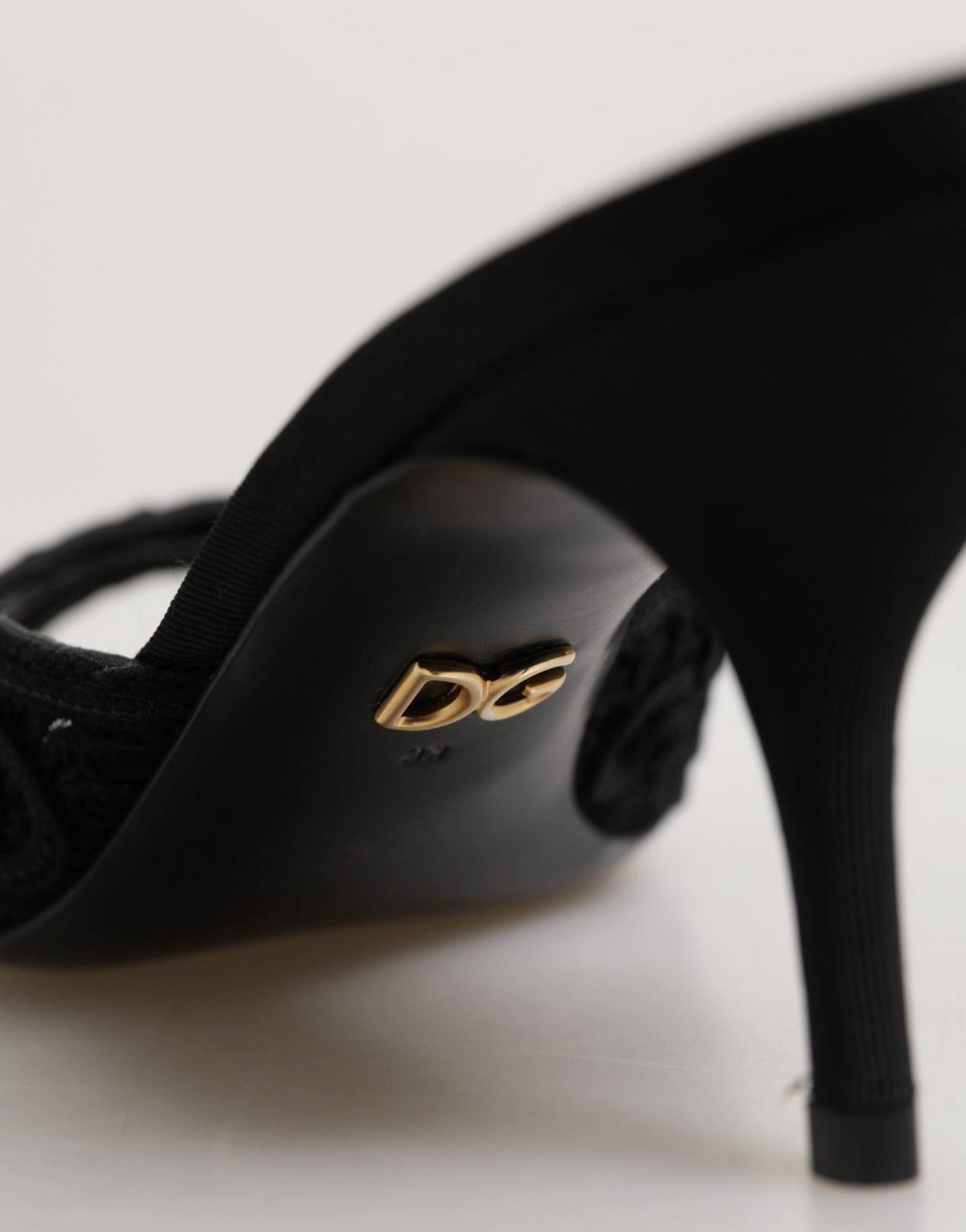 Dolce & Gabbana Black Embroidered Heeled Mules