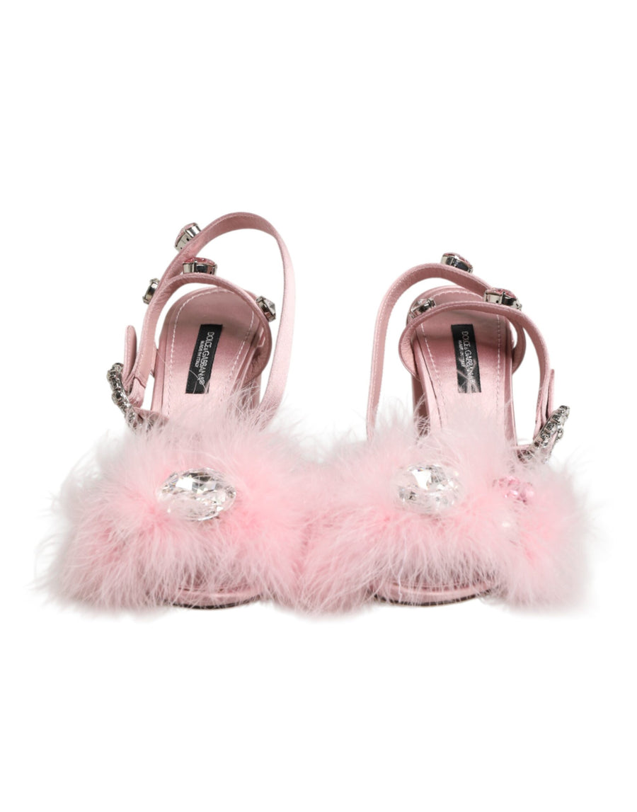 Dolce & Gabbana Pink Sequin Ankle Strap Sandals