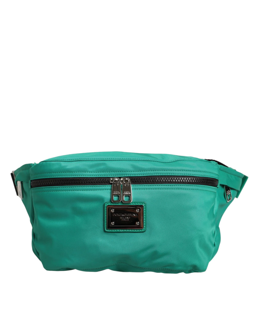 Dolce & Gabbana Grüne Logo-Plakette Nylon Bauchtasche, Herren-Borse-Tasche