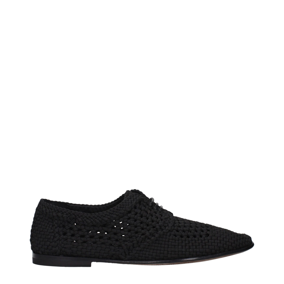 Dolce & Gabbana Black Fabric Lace-Up Shoes and Derby Shoes