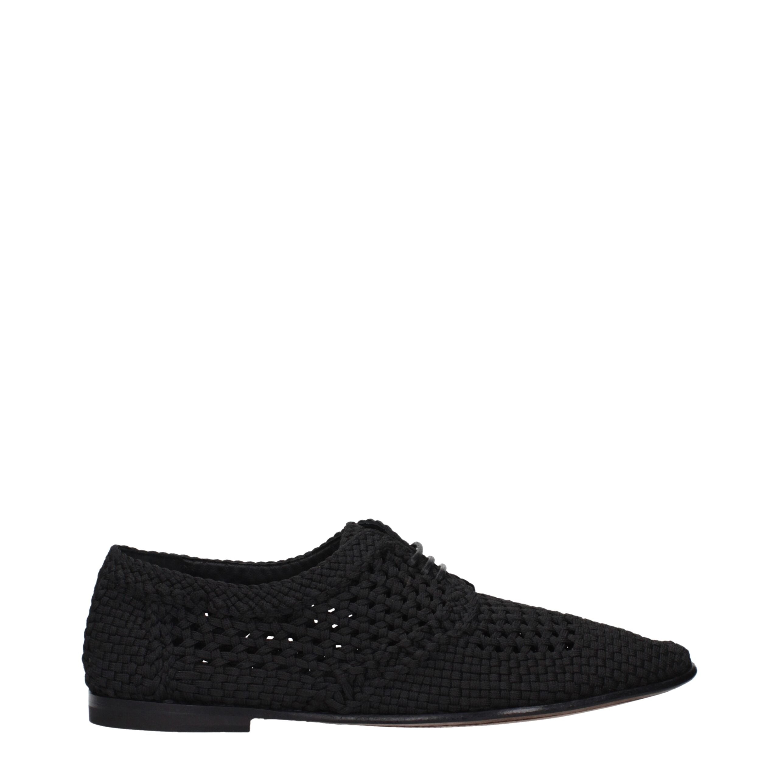 Dolce & Gabbana Schwarze Stoff-Schnürschuhe und -Derby-Schuhe