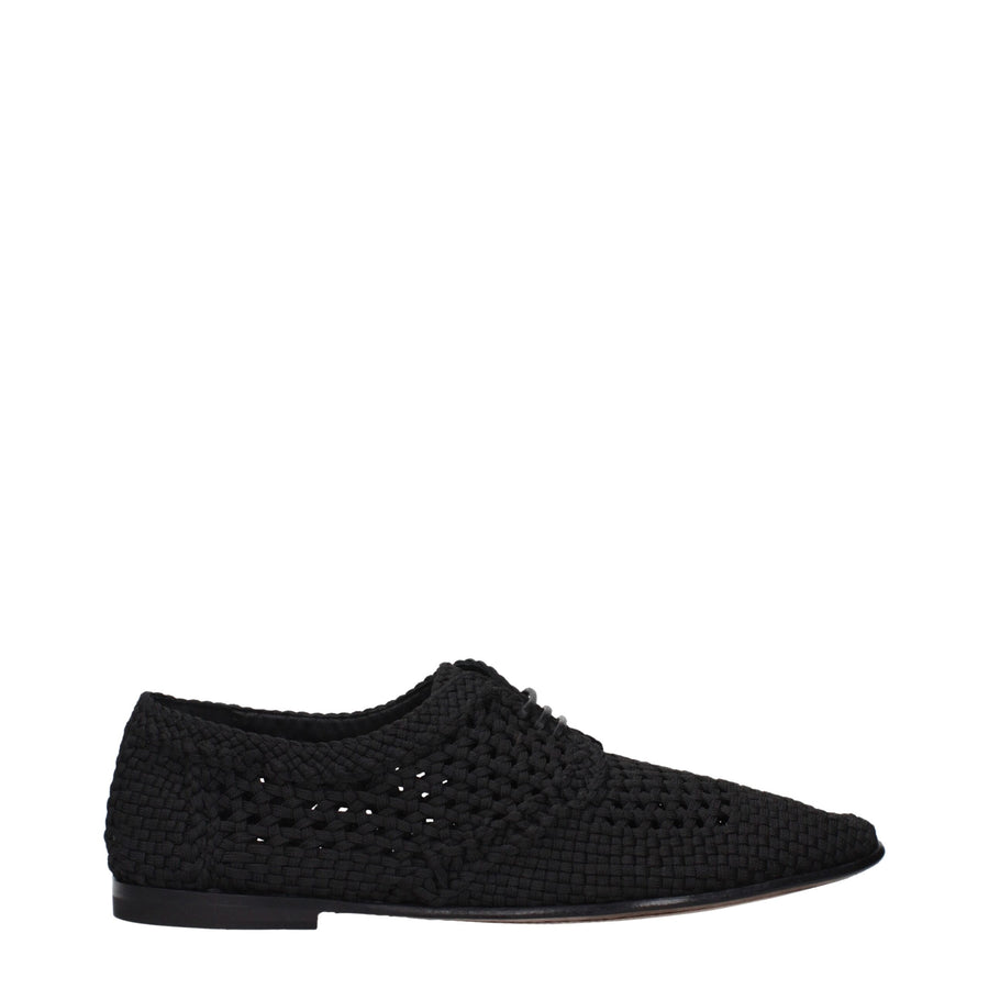 Dolce & Gabbana Black Fabric Lace-Up Shoes and Derby Shoes