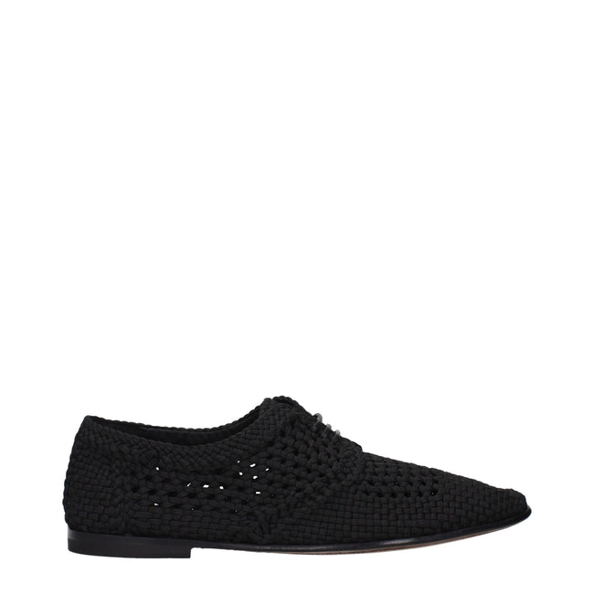 Dolce & Gabbana Schwarze Stoff-Schnürschuhe und -Derby-Schuhe