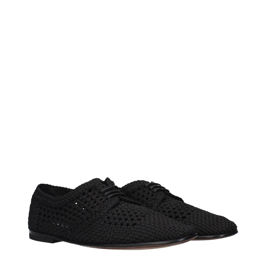 Dolce & Gabbana Black Fabric Lace-Up Shoes and Derby Shoes