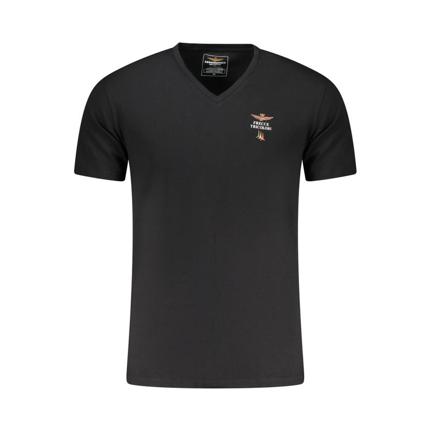 Aeronautica Militare Schwarzes Baumwoll-T-Shirt für Herren