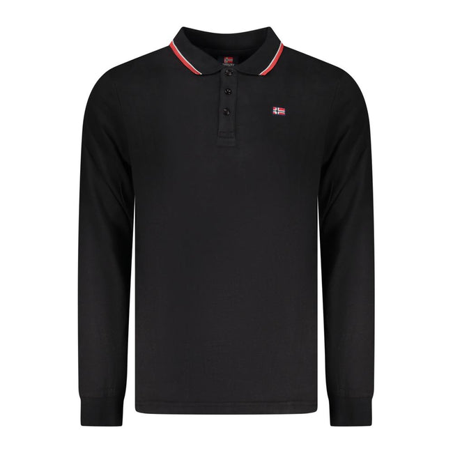 Norway 1963 Schwarzes Herren-Poloshirt aus Baumwolle