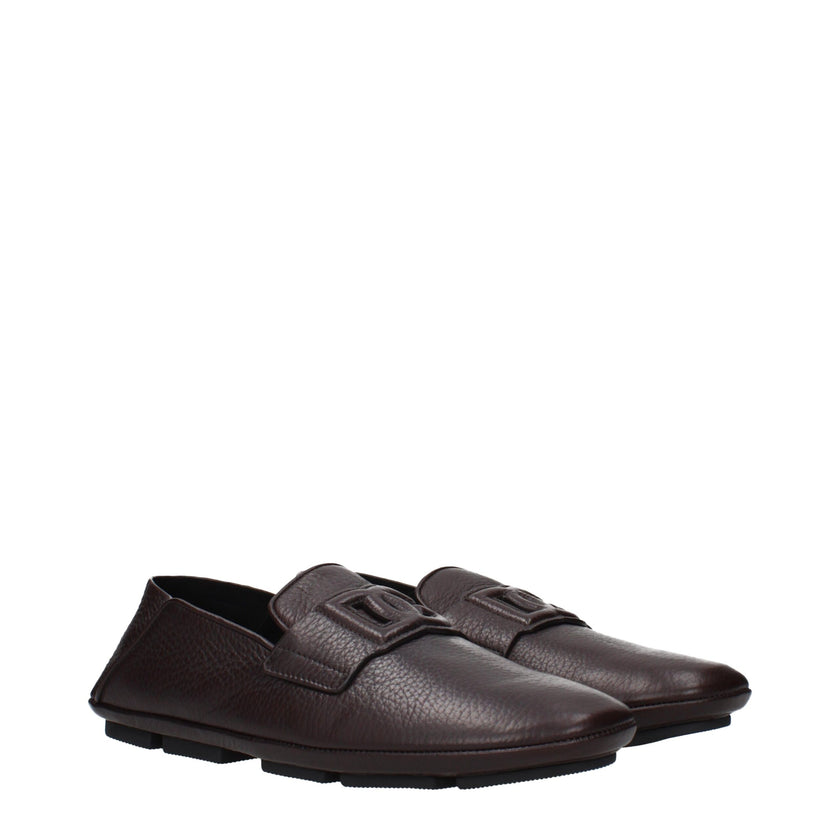 Dolce & Gabbana Braune Loafer aus Leder zum Hineinschlüpfen
