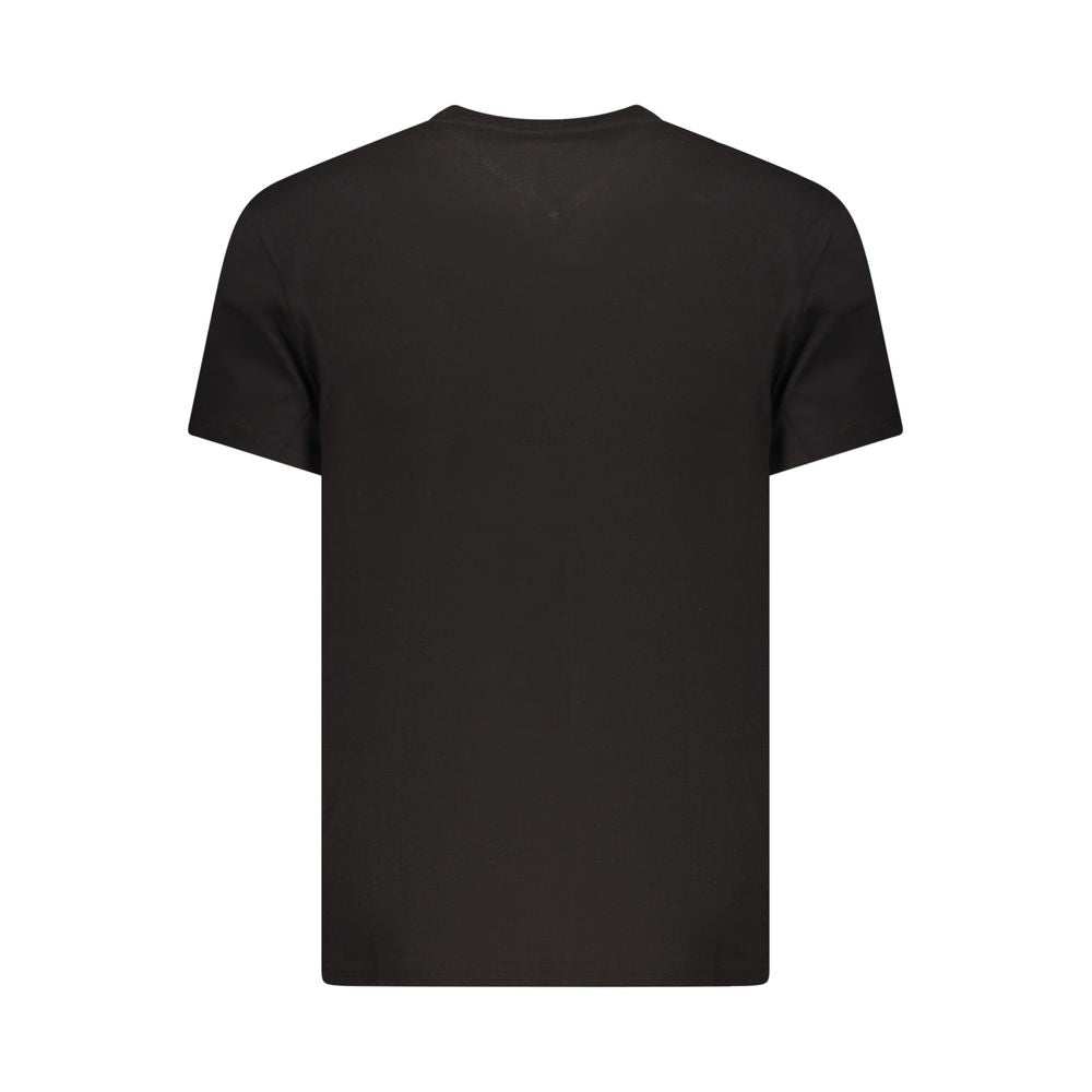 Tommy Hilfiger schwarzes Baumwoll-T-Shirt für Herren mit Rundhalsausschnitt und Logo-Print