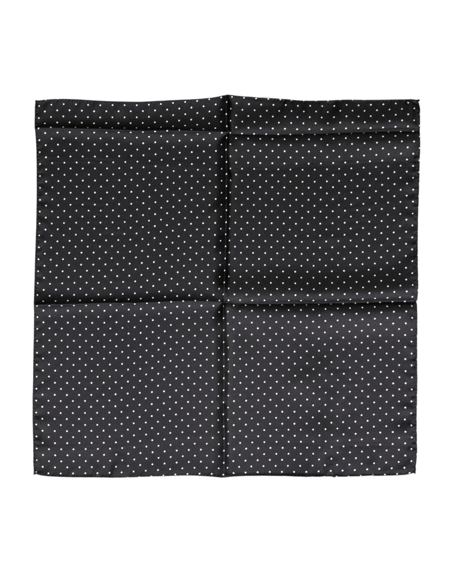 Dolce & Gabbana Black Polka Dot Silk Foulard Scarf