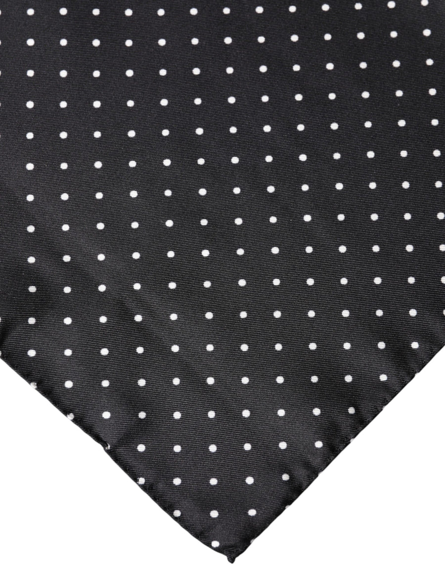 Dolce & Gabbana Black Polka Dot Silk Foulard Scarf