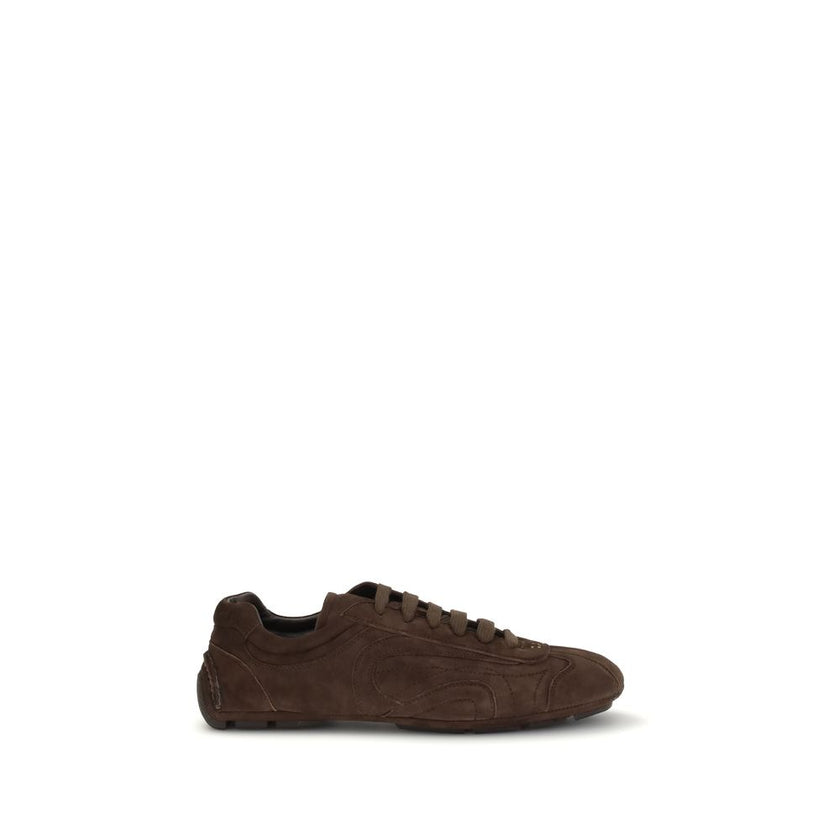 Prada Braune Lammleder Ovis Aries Aries Sportsneakers