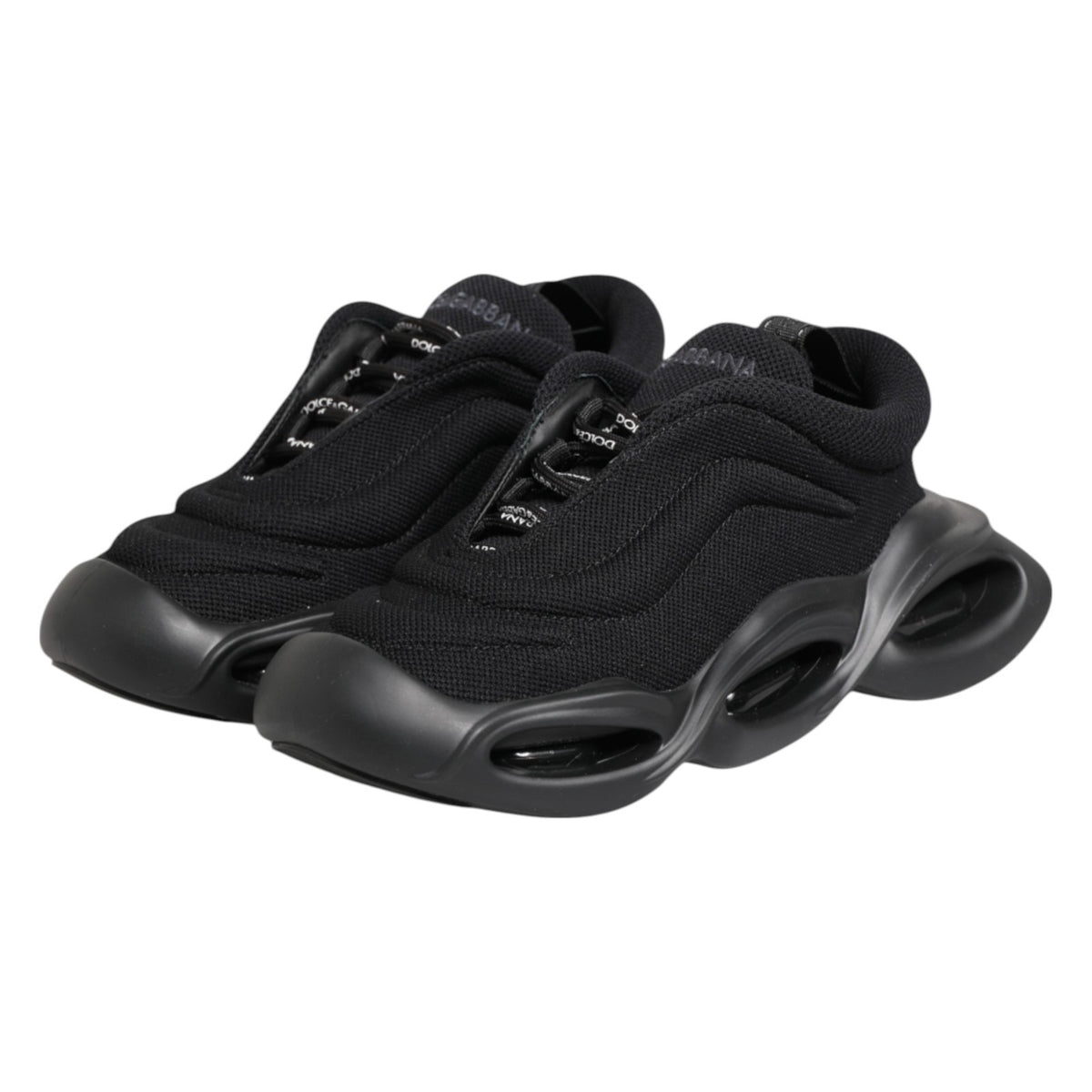 Dolce & Gabbana Black Slip-On Low-Top Wave Sneakers Shoes